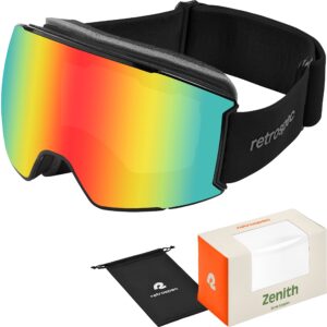 Retrospec Zenith Ski Goggles for Men and Women Over Glasses, UV Protection, Anti-Fog, Scratch Resistant Snow Goggles for Skiing and Snowboarding