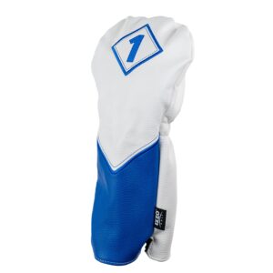 izzo golf premium driver headcover white/blue - durable pu leather golf driver headcover