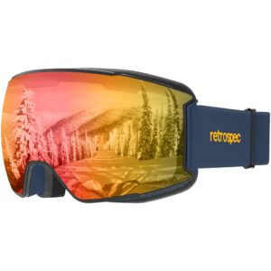 retrospec zenith ski goggles for men and women over glasses, uv protection, anti-fog, scratch resistant snow goggles for skiing and snowboarding