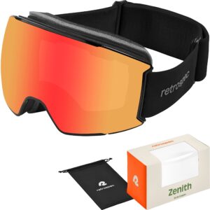 Retrospec Zenith Ski Goggles for Men and Women Over Glasses, UV Protection, Anti-Fog, Scratch Resistant Snow Goggles for Skiing and Snowboarding