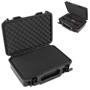 TORIBIO Wireless Microphone Case, Hard Carrying Case with Customizable Foam, Portable Storage Case, IP67 Waterproof Anti-fall Box, Equipment Protector Case for Travel Outing, 11.6"x8.1"x4", Black