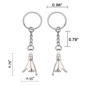 Meimimix 2Pcs Pinky Promise Keychain for Couple Matching BFF Best Friend Girlfriend Boyfriend Love Family Birthday Valentines Day Jewellery (Silver)