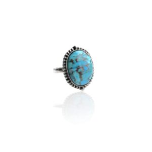 rekha gems blue copper turquoise ring-925 sterling silver ring-turquoise jewelry- btq-35 (9 us)