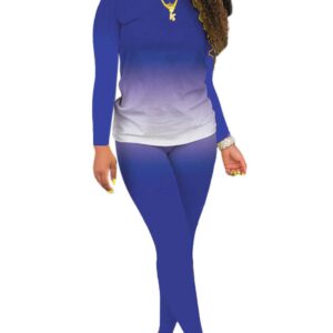 JSVZREU Two Piece Outfits for Women Pants Loungewear Set 2 Piece Outfits Sweatsuit Track Suits Matching Jogger Lounge Sets Long Sleeve(Blue,XL)