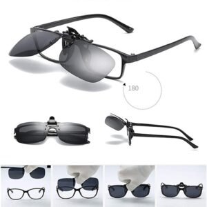 RuiJinGen Clip on sunglasses over the prescription glasses Polarized Lens UV Protection Flip Up Rimless Sunglasses 8 Pack