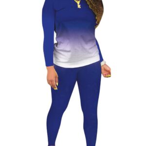 JSVZREU Two Piece Outfits for Women Pants Loungewear Set 2 Piece Outfits Sweatsuit Track Suits Matching Jogger Lounge Sets Long Sleeve(Blue,XL)