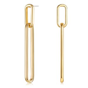 MUYAN Gold Long Geometric Drop Dangle Earrings for Women Trendy Long Paperclip Link Dangle Earrings Fashion Jewelry