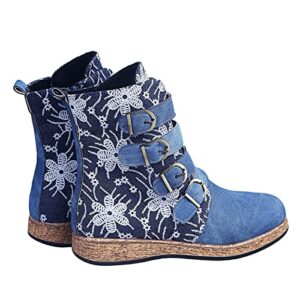 Womens Sandals, Ankle Boots for Women Low Heel Womens Flip Flop Boots Comfy Boots Orthopedic Booties Business Lightweight Boots Workout Shoes for Women Blue