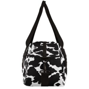 Black White Cow Print Gym Bag for Women and Men,Farm Animal Small Duffel Bag for Sports, Gyms, Yoga, Weekend Getaway, Travel Overnight Bag Workout Bag Cheer Dance Bag for Girls Boys Teen