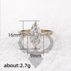 Htayekog Evil Eye Ring Valentine's Day Gift 14K Gold Over Sterling Silver Classic Four-Claw Hand Setting Marquise Cut Cubic Zirconia Solitaire Engagement Wedding Ring For Womens (8)