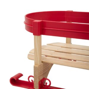 Superio Children Wooden Sled, Snow Sled for Toddlers, Kids Sleigh with Pull Ropes, Baby Sled, Red (Wooden Sled)