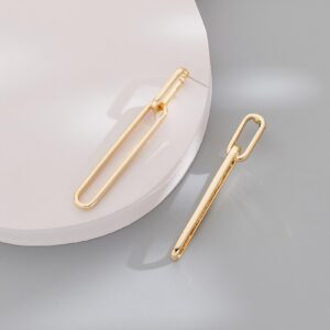 MUYAN Gold Long Geometric Drop Dangle Earrings for Women Trendy Long Paperclip Link Dangle Earrings Fashion Jewelry