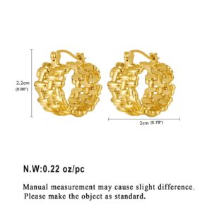 WOWORAMA Filigree Hoop Earrings for Women 14K Gold Chunky Hoops Wide Braided Huggie Hoop Earrings Round Ball Hoop Earrings Boho Trendy Minimalist Earrings - Gold Braid Hoops