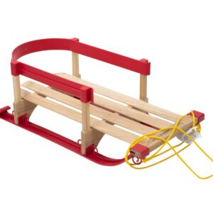 Superio Children Wooden Sled, Snow Sled for Toddlers, Kids Sleigh with Pull Ropes, Baby Sled, Red (Wooden Sled)