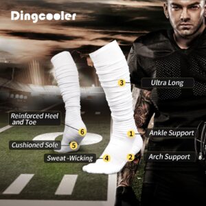 Dingcooler Scrunch Football Socks 1 Pair, Ultra Long Ankle Padded Athletic Socks for Men Women Boys Girls