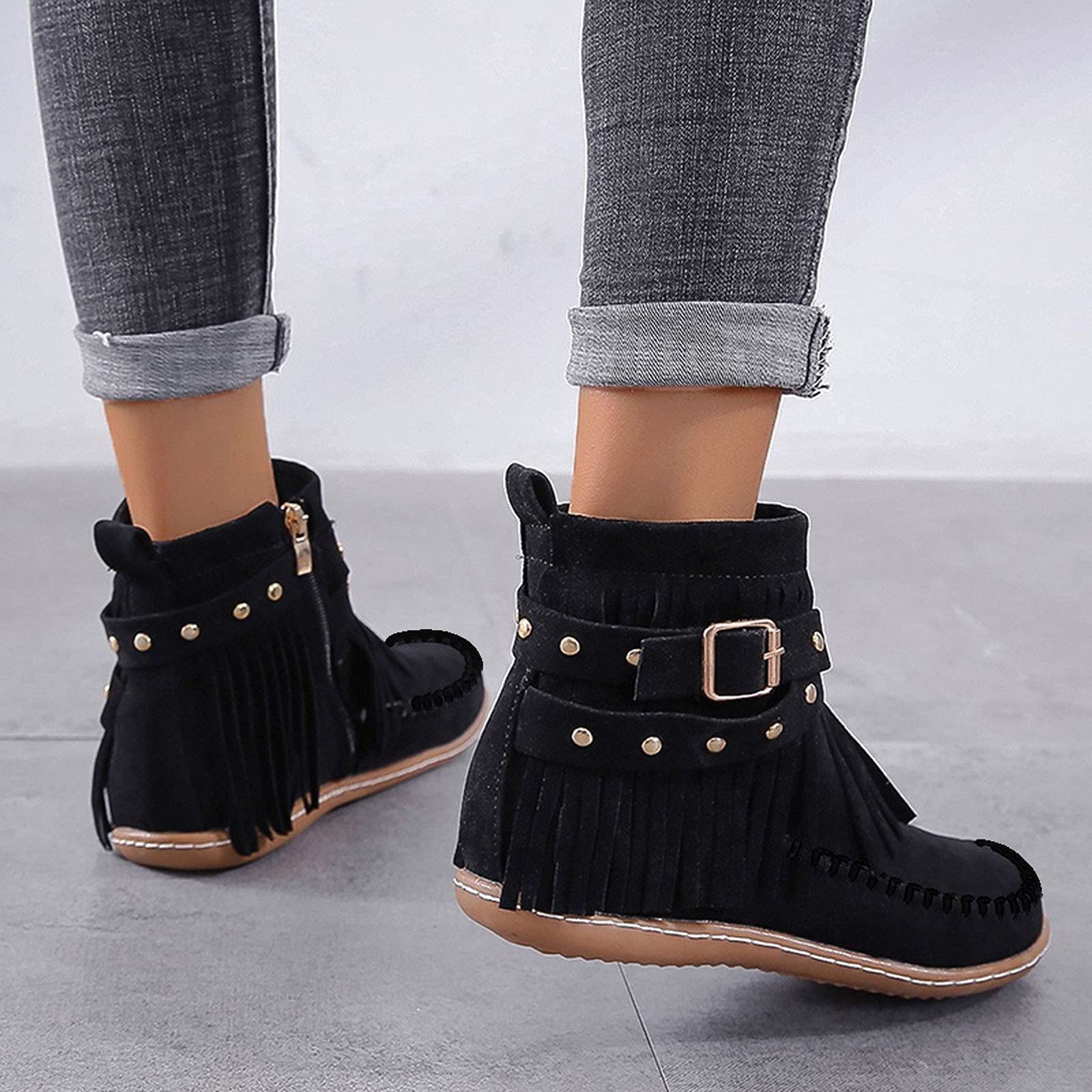 Womens Sandals, Hiking Boots Women Waterproof Women's Fashion 2022 Boots Vintage Shoes Boho Heels Running Wide Calf Boots Womens Western Boots Black