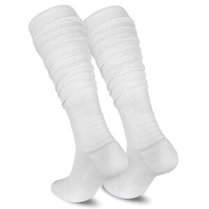 Dingcooler Scrunch Football Socks 1 Pair, Ultra Long Ankle Padded Athletic Socks for Men Women Boys Girls