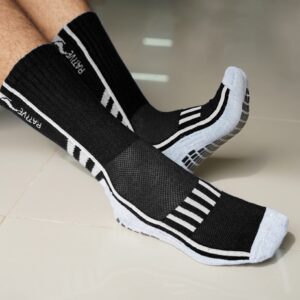 RATIVE Anti Slip Non Skid Slipper Hospital Crew Socks with grips for Adults Men Women (XXL, 4 pairs-back stripes)