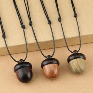 Harilla Screwable Ebony Acorn Necklace Pendant Jewelry Acorn, B