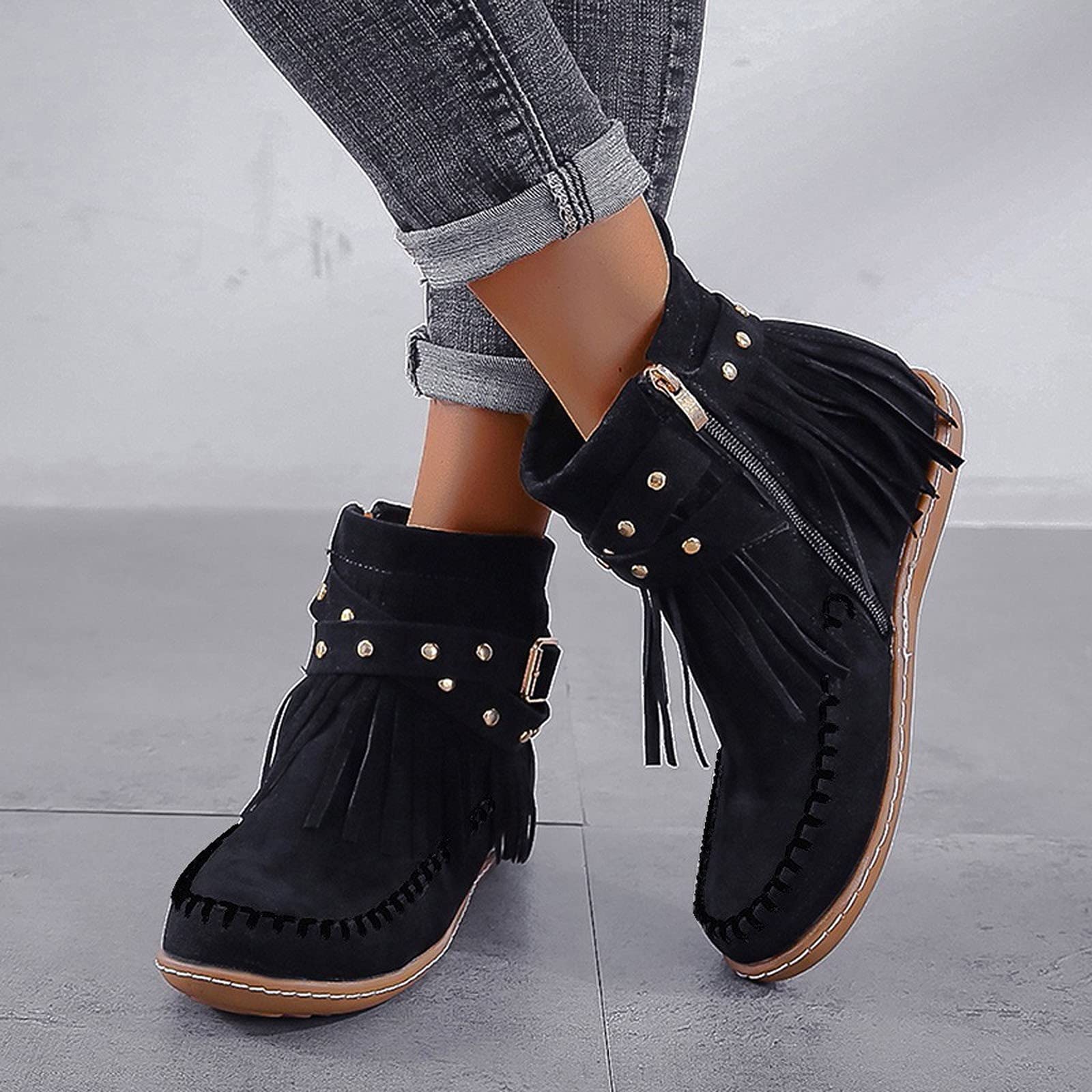 Womens Sandals, Hiking Boots Women Waterproof Women's Fashion 2022 Boots Vintage Shoes Boho Heels Running Wide Calf Boots Womens Western Boots Black