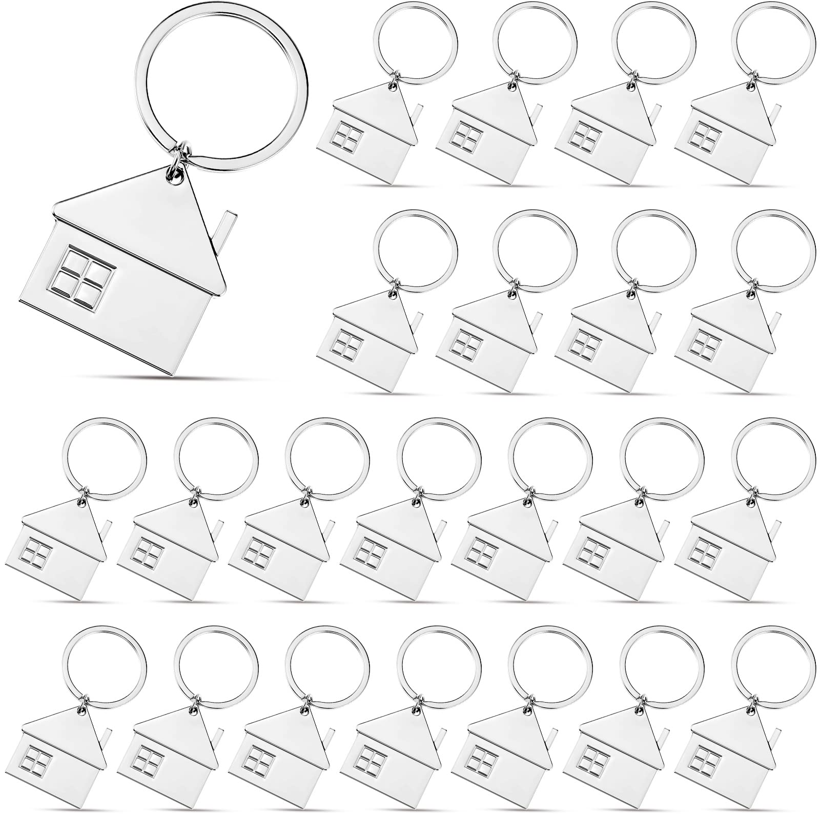 Taiyin 30 Pcs House Key Chain House Shaped Pendant Keychains Home Keychain Set Cute House with Window Key Charm Metal Keyring Gift