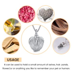 Eusense cremation jewelry for human ashes of loved one memorial heart urn necklace for women keepsake angel wing locket holder pandant