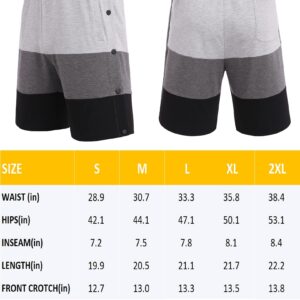 Deyeek Tear Away Shorts for Men Side Snap Cotton Color Block Shorts Post Surgery Recovery Break Away Pants with Pockets