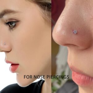 Yaalozei 16G Threadless Push in Lip Labret Medusa Monroe Nose Ring Stud Piercing Jewelry Women Stainless Surgical Steel Silver Flat Back Cartilage Helix Tragus Earrings Studs Bar Piercing Jewelry Men