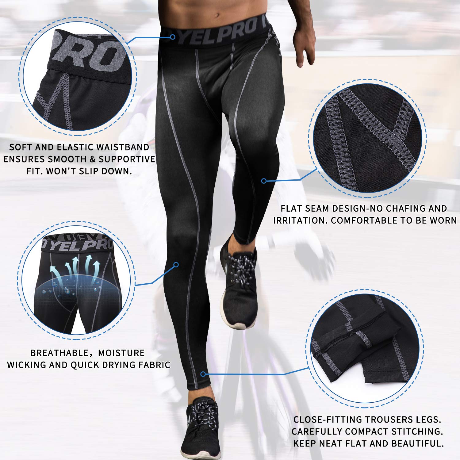 SPVISE Men's Compression Pants Leggings Sports Tights Cool Dry Athletic Baselayer Active Men Pants Workout Running Yoga Gym