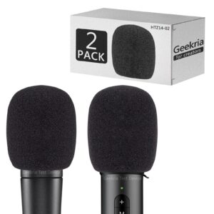 geekria for creators foam windscreen compatible with shure sm57-lce, pga81-lc, microphone antipop foam cover, mic wind cover, sponge foam filter (black / 2 pack)