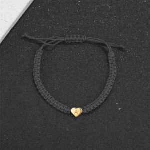 kelistom 14K White Gold Plated Initial Heart String Bracelets for Women Men Handmade Rope Braided Bracelet Minimalist Jewelry Matching Couple Bracelets