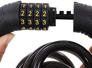 Roming 4 Digit Coiled Security Cable Lock, 50 Inches Long, Black