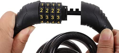 Roming 4 Digit Coiled Security Cable Lock, 50 Inches Long, Black