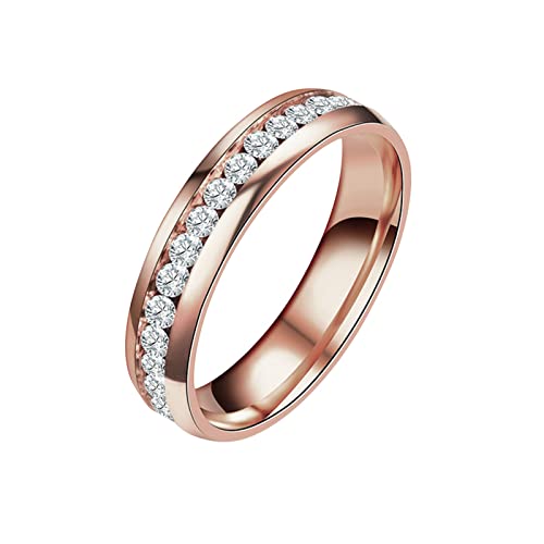 Womens Titanium Eternity Rings Cubic Zirconia Statement Wedding Engagement Band Size 3-13 Rose Gold