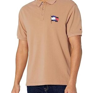 Tommy Hilfiger Mens Wavy Flag Casual Polo Shirt, Basket Brown, Medium US