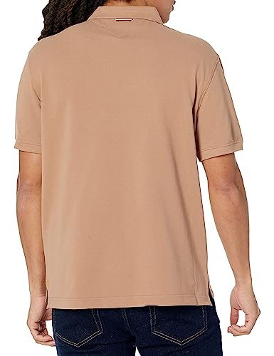 Tommy Hilfiger Mens Wavy Flag Casual Polo Shirt, Basket Brown, Medium US