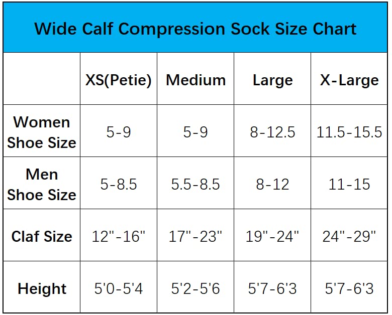 Wide Calf Compression Socks for Women & Men Extra Large Size Support Socks for Nurses Running Pregnant Travel, 15-20 mmHg