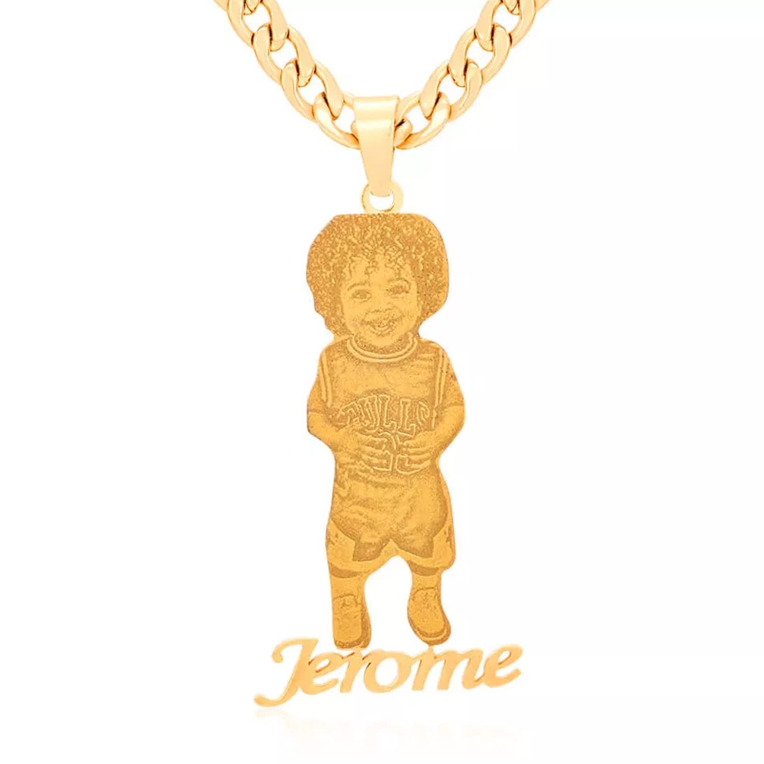 Gemiac Custom Photo Name Necklace Personalized Picture Necklace Gold Plated Nameplate Necklace Initial Custom Jewelry Birthday Gift for Women