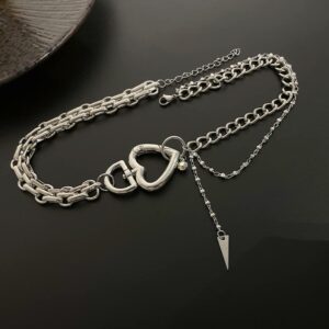 Kercisbeauty Silver Heart Clasp Chunky Chain Choker Choker Necklace for Women Girls Punk Jewelry