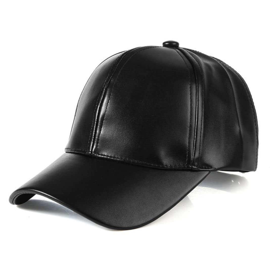 Adjustable Retro PU Leather Black Baseball Cap Trendy Sun Hat for Men Women Suit Fall Winter Sport Hat…