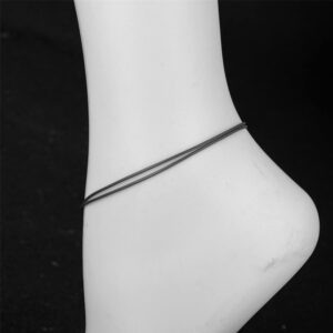 fytease 2PCS Evil Eye Anklet Bracelet for Women Men Handmade Wax Rope Ankle Bracelets for Women Minimalist Jewelry