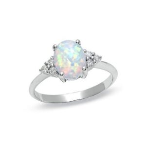 lingding White Opal Cubic Zirconia .925 Sterling Silver Ring jewelry-October birthstone Ring-Women Fire Opal Wedding Engagement Ring