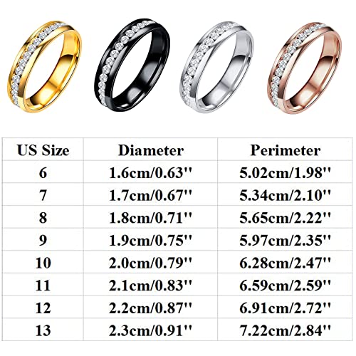 Womens Titanium Eternity Rings Cubic Zirconia Statement Wedding Engagement Band Size 3-13 Rose Gold