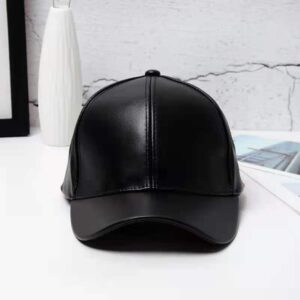 Adjustable Retro PU Leather Black Baseball Cap Trendy Sun Hat for Men Women Suit Fall Winter Sport Hat…