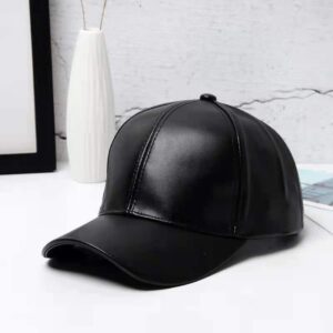 Adjustable Retro PU Leather Black Baseball Cap Trendy Sun Hat for Men Women Suit Fall Winter Sport Hat…