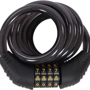 Roming 4 Digit Coiled Security Cable Lock, 50 Inches Long, Black