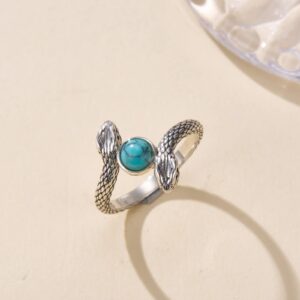 Double Head Snake Ring - Vintage Turquoise Snake Finger Rings Funny Animal Jewelry Statement Gifts for Women