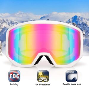 EXP VISION Ski Goggles Anti-Fog Adult Snowboard Goggles with UV Protection, Over The Glasses Snow Goggles