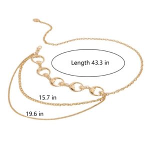 Chain Belt for Women Girls Vintage Thick Waist Chain Belt Belly Body Chain (Moon,Silver, Alloy)