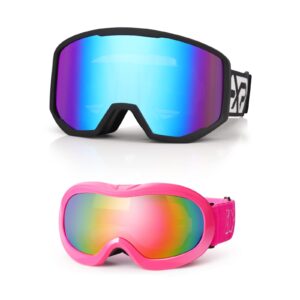 EXP VISION Ski Goggles Anti-Fog Child Snowboard Goggles with UV Protection, Over The Glasses Snow Goggles for Adult Kids